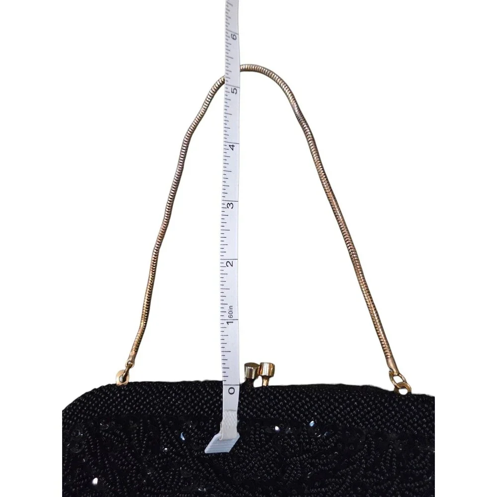 Vintage 50s/60s Whiting & Davis Black Beaded Evening Clutch